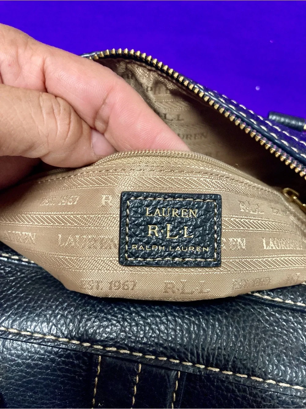 Ralph Lauren Black Top-Handle Bevington Satchel